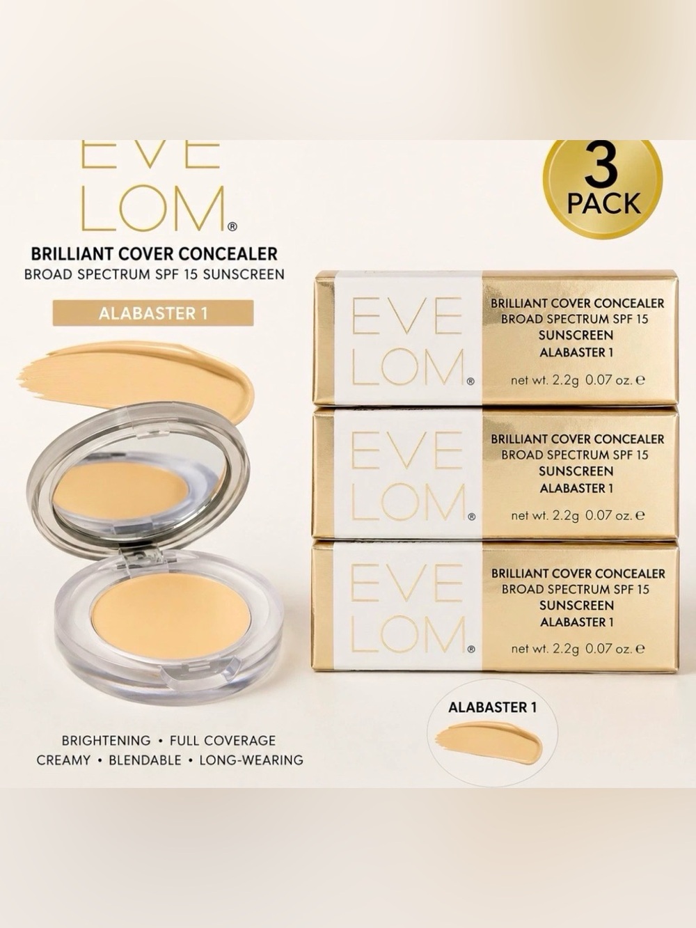 EVE LOM Brilliant Cover Concealer - Alabaster 1 ~Set of 3 *Discontinued*